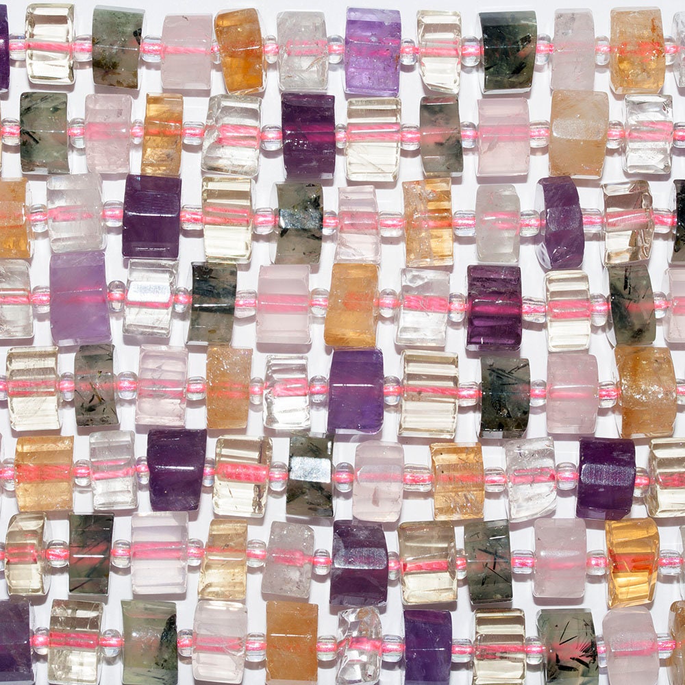 Perles rondelles à facettes en quartz mélangé, 15 pouces (10 x 6 mm) - Longueur approximative du fil : 39 cm