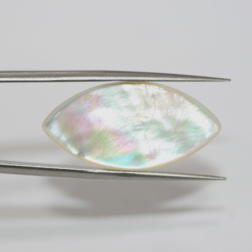 MOP Marquise Cabochon Flat Smooth 30x15mm. (4 pieces).