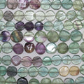 14" St Fluorite Smooth Coin Beads 8-9mm.Approx-Strand 35cm.