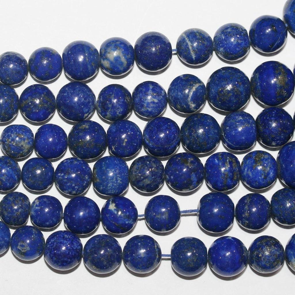 Cuentas redondas lisas graduadas de lapislázuli de 16", 5-13 mm. Aprox. - Hilo de 42 cm.