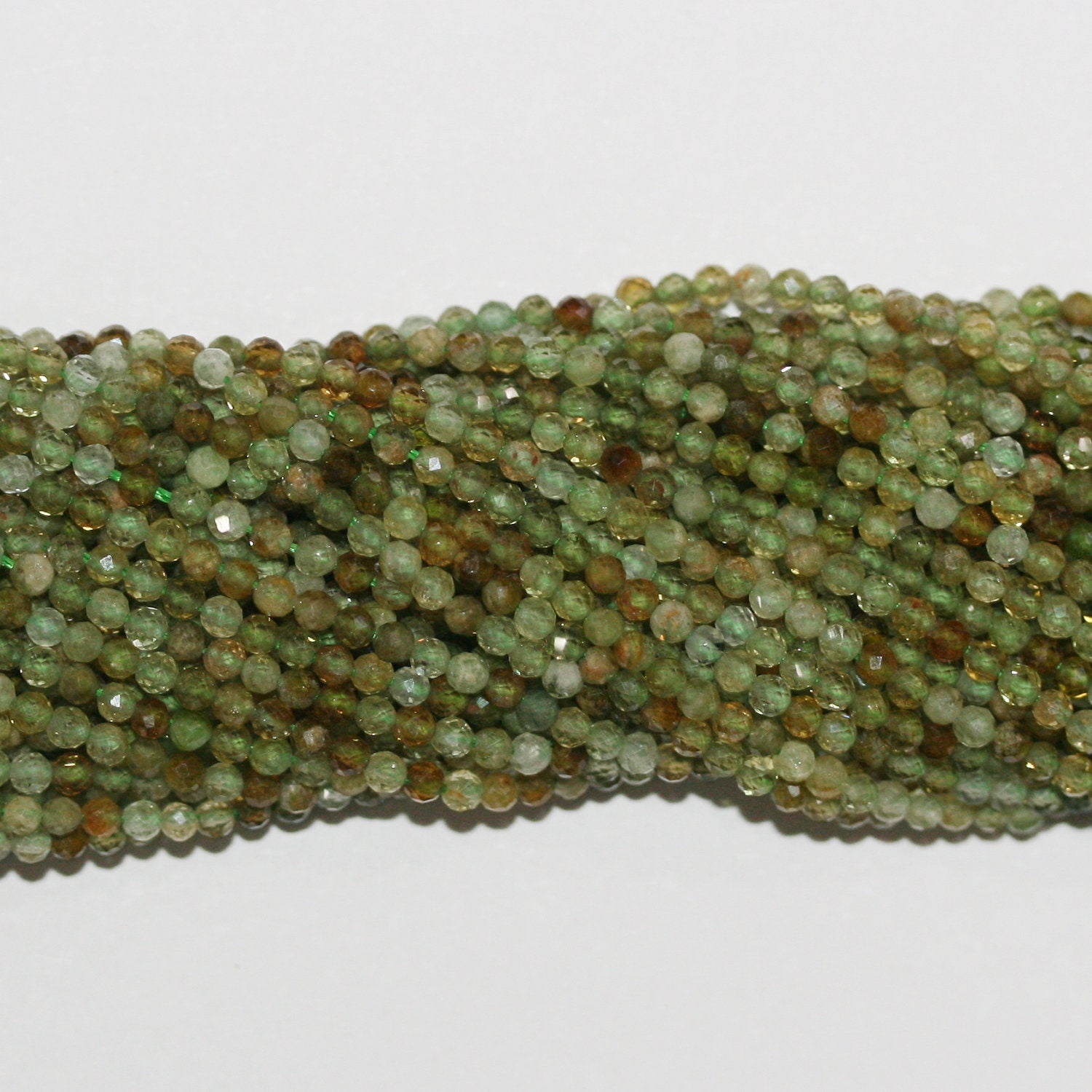 Collier de perles rondes à facettes en grenat grossulaire, 15 pouces, 2 mm, longueur 39 cm