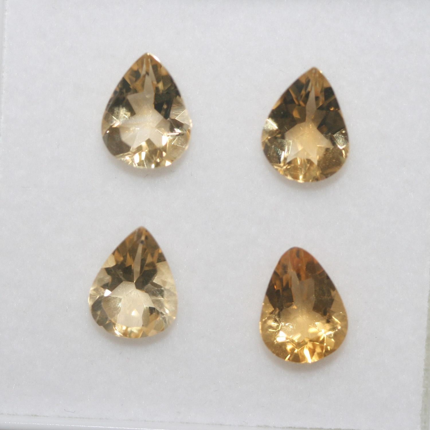 Lote de 4 piezas de citrino facetado gota 9x7 mm. (4 piezas).