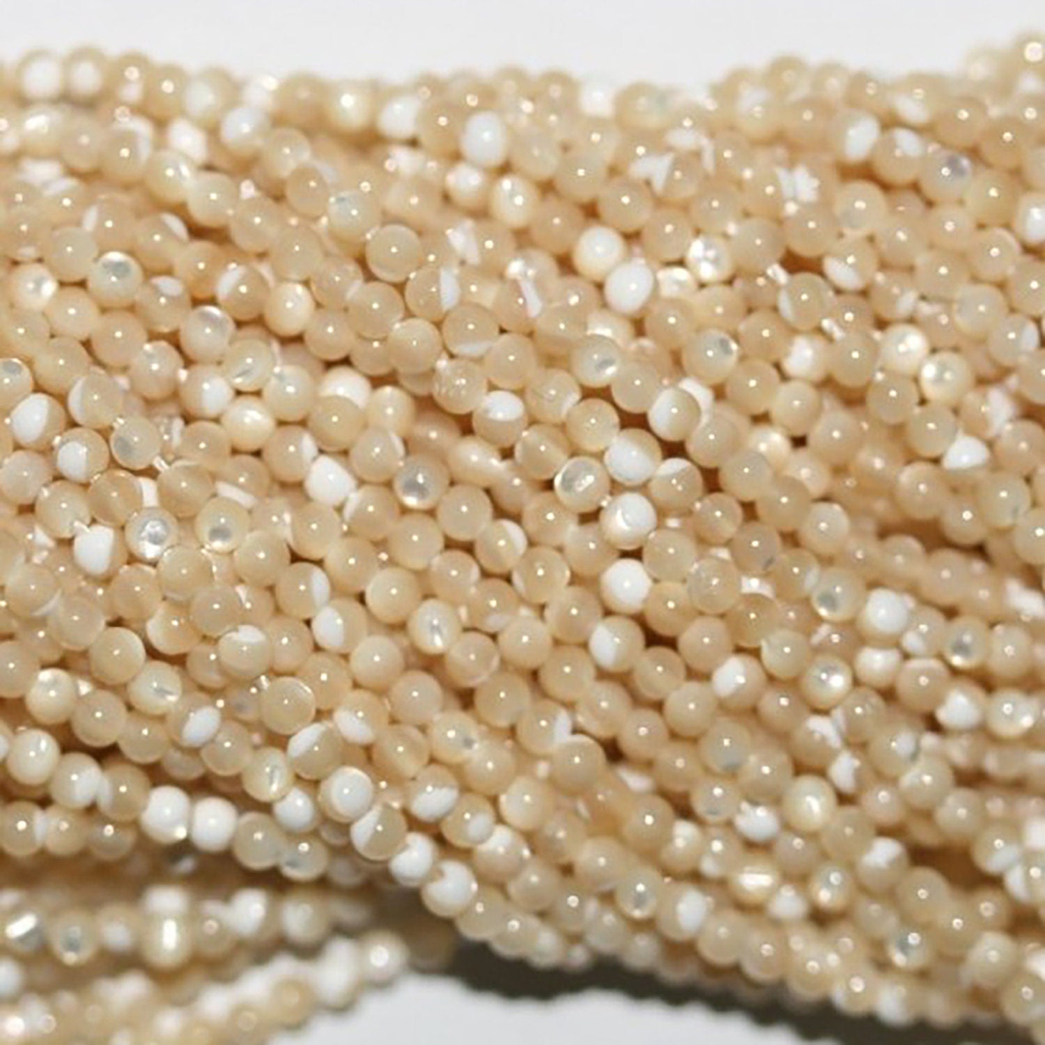 Cuentas redondas lisas de nácar marrón de 40 cm, 2 mm, hilo de 40 cm