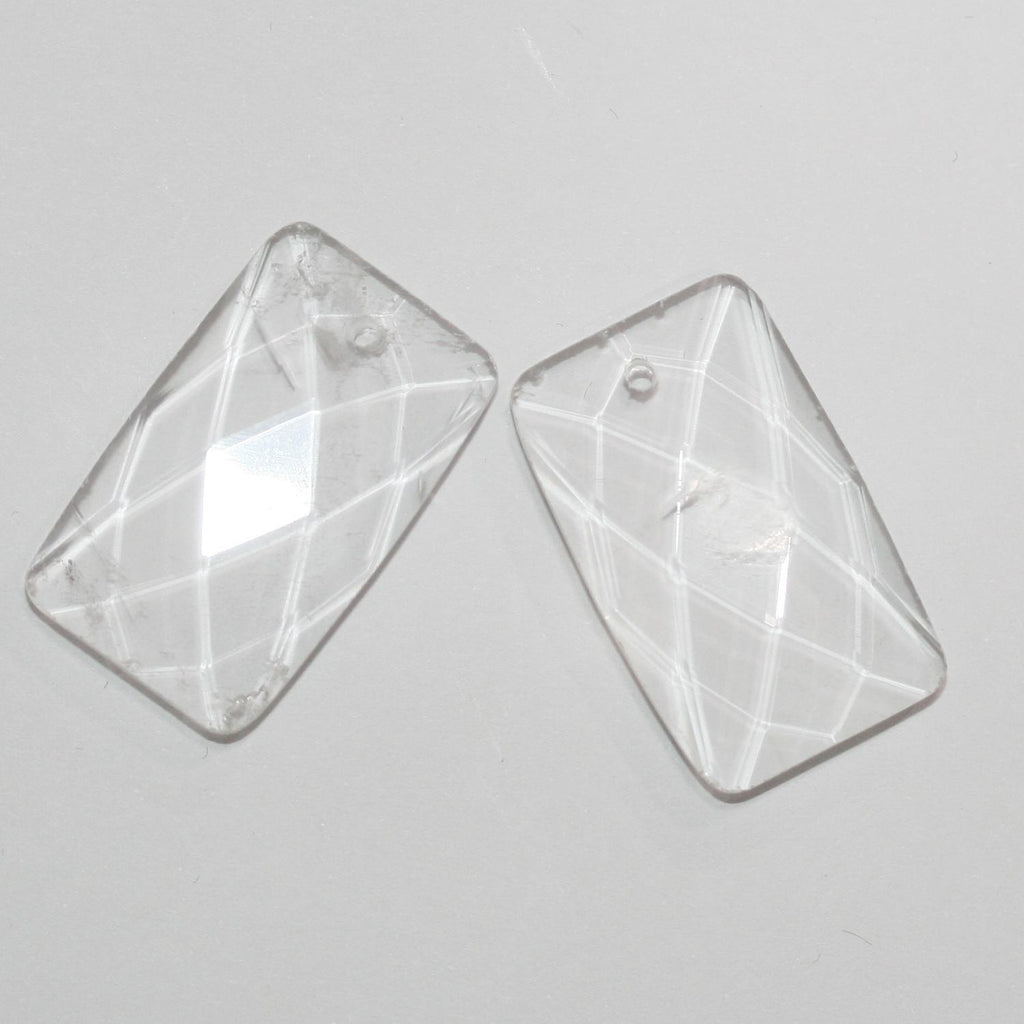 Colgante rectangular facetado de cuarzo cristal de roca de 30 x 18 mm (2 unidades)