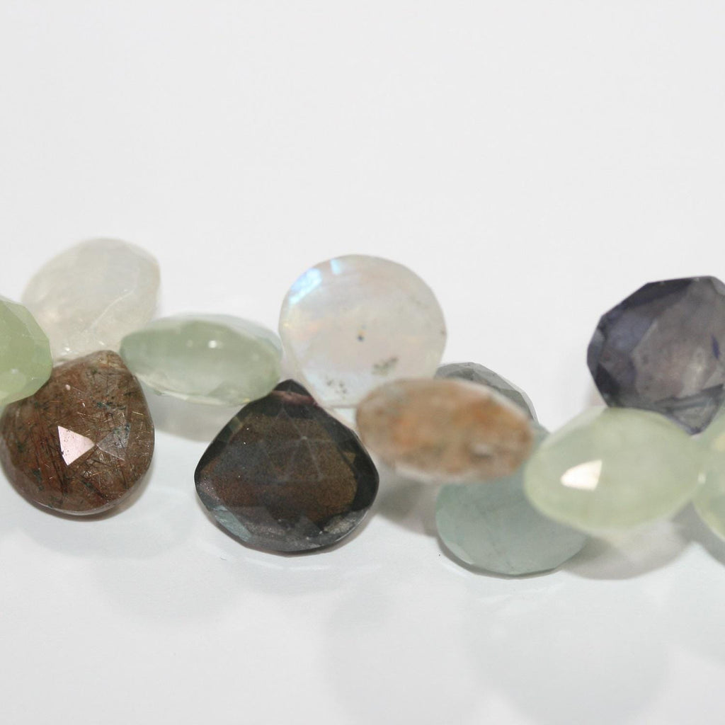 Perles pendantes à facettes en pierre multiple de 20 cm (8 pouces), 11-12 mm environ. Longueur du fil : 20 cm. Réf. 12446