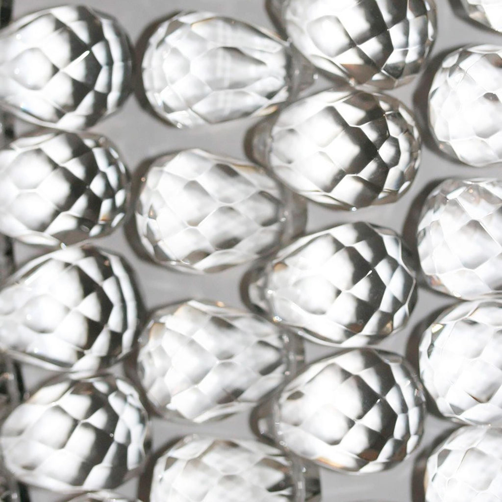 Cuentas de cuarzo cristal de roca facetadas de 6" (20 x 15 mm) - Hilo de 15 cm