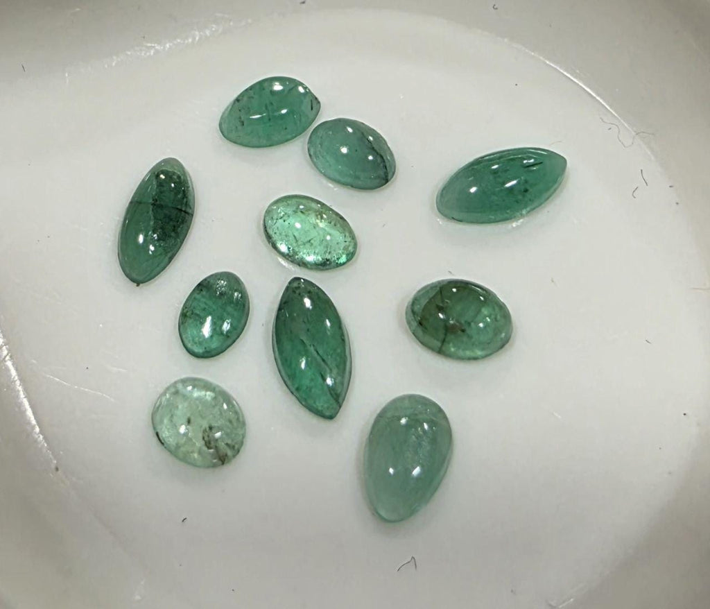 10 Pcs Lot Natural Emerald Oval Marquise Pear  Cabochon  Shape 3.5-6mm- Untreated Gemstone