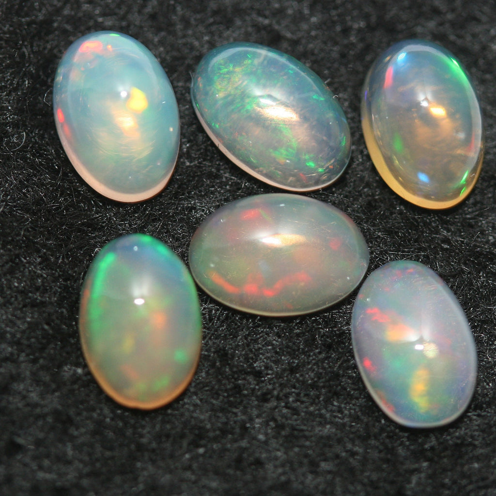 Ethiopian Opal Lot Oval Cabochon 6x4mm. (6pcs)  -Gemstone Parcels-Loose Stones Wholesale Price