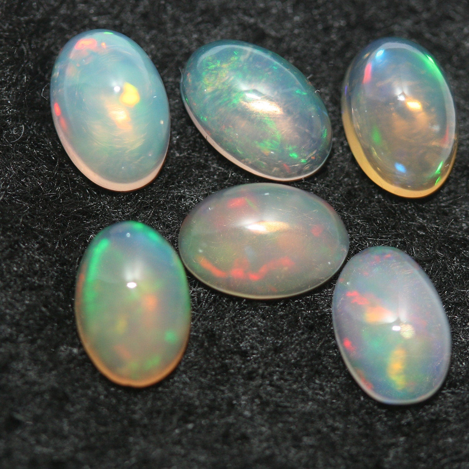 Ethiopian Opal Lot Oval Cabochon 6x4mm. (6pcs)  -Gemstone Parcels-Loose Stones Wholesale Price