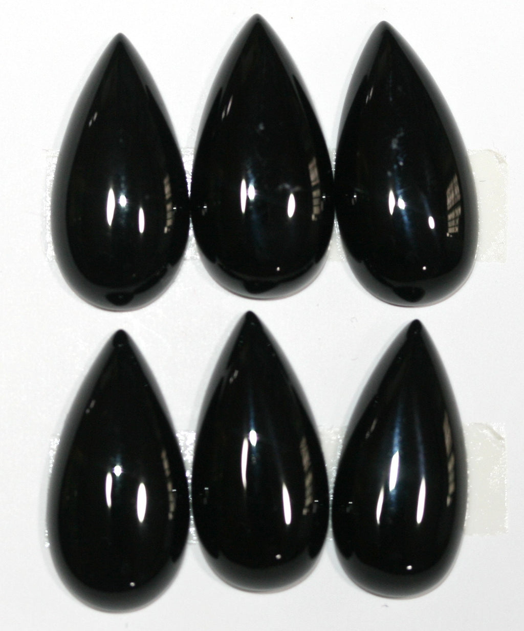 Onyx Smooth Drop Cabochon 22X11mm. (6 Pcs )