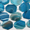 14" St Blue Striped Agate Faceted Oval Beads 35x27mm.Approx.-Strand 38cm