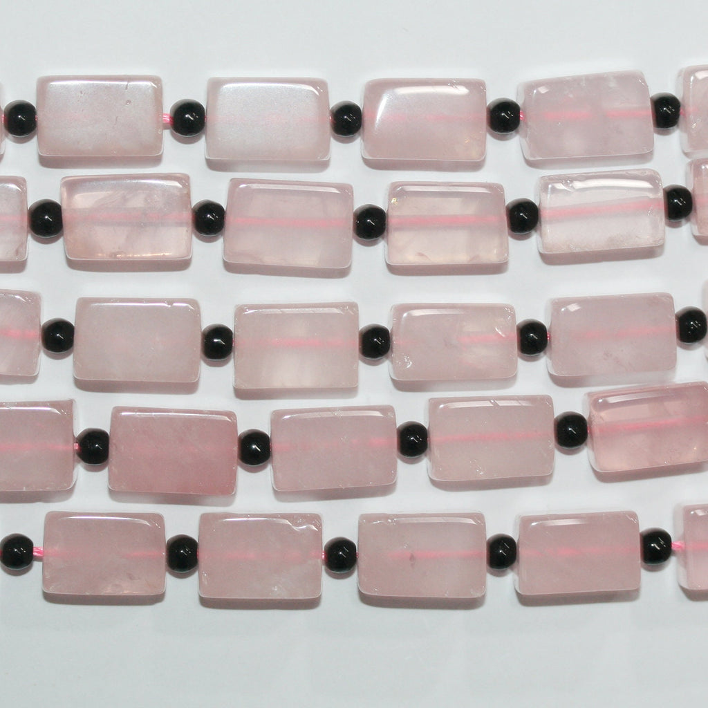 Perles de quartz rose St à prisme lisse 15 x 10 mm - Fil de 39 cm