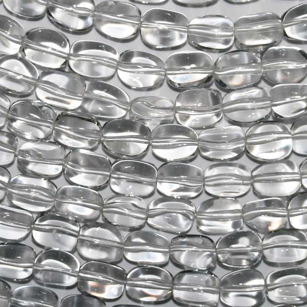 Cuentas de pepitas lisas de cuarzo cristal de roca de 16", 10 x 8 mm (aprox. - Hilo de 40 cm)