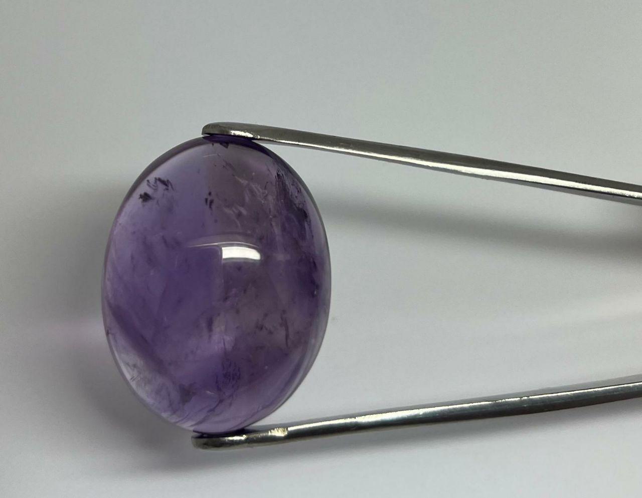 Big Brazilian Amethyst Oval Cabochon 34.3x26.62x14.3mm. (92.37ct.) - Deep Color Amethyst-Untreated Gem