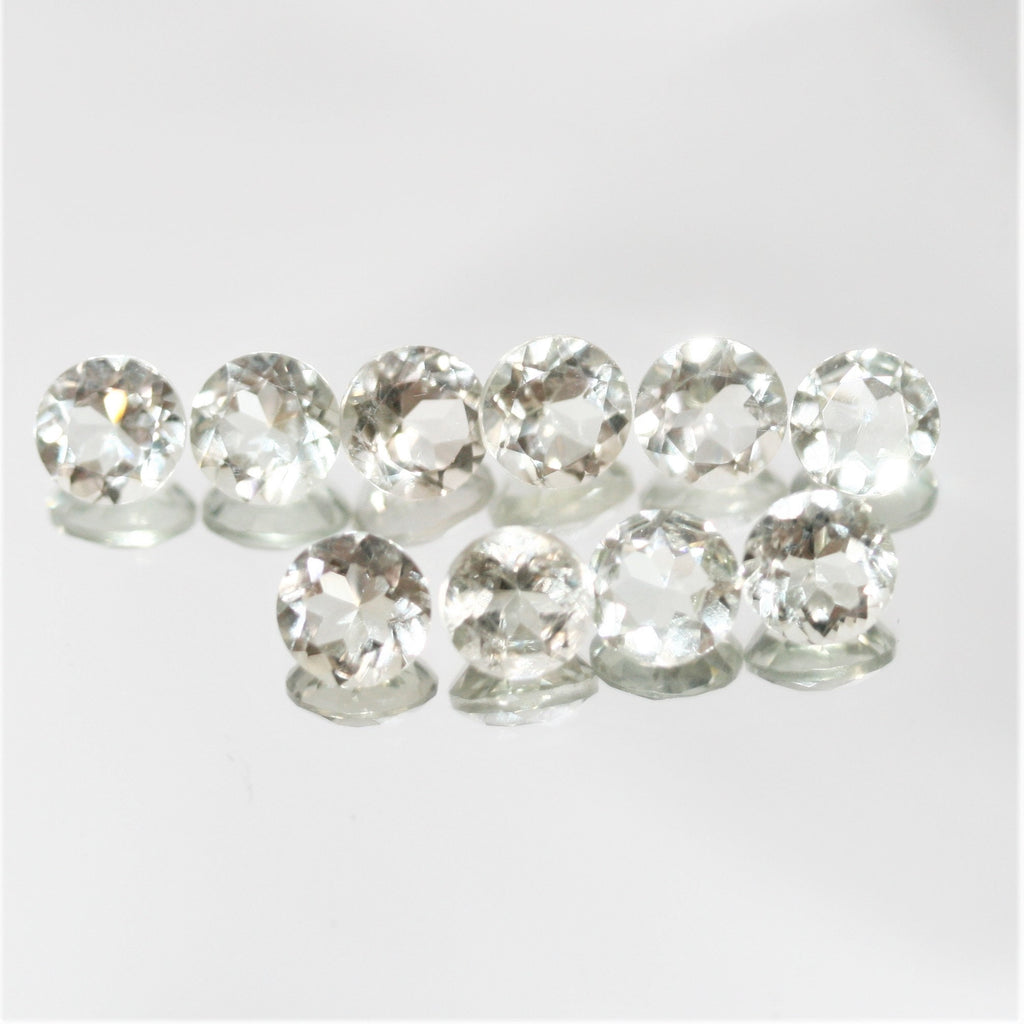 Lote de 10 piezas de prasiolita facetada redonda de 6 mm.
