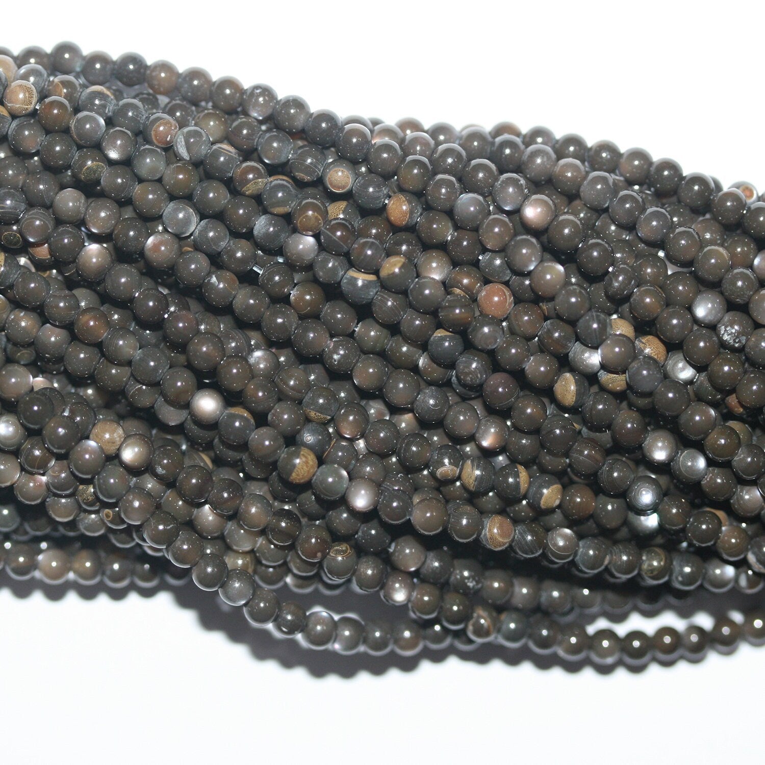 16" St MOP Cuentas Redondas Lisas 3mm.-Hilo 40cm.