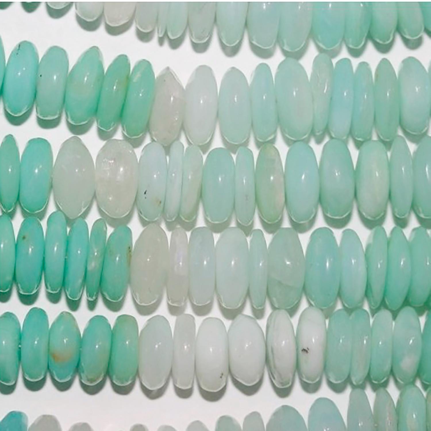 Perles rondelles lisses en opale péruvienne St, 9 x 4 mm, 40 cm environ. Longueur du fil : 41 cm environ.