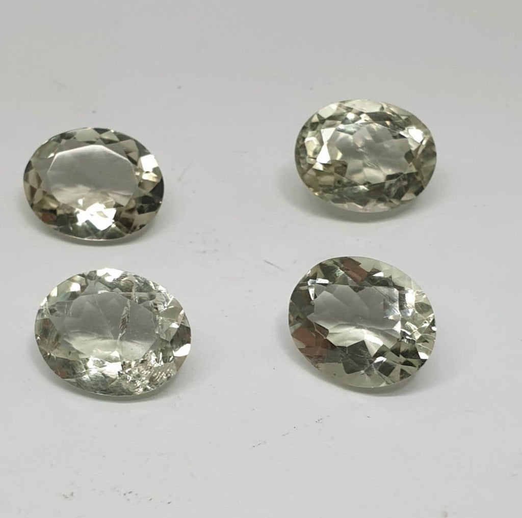 Lote de 4 piezas de prasiolita facetada ovalada de 11 x 9 mm (4 piezas) - Artículo 195LO