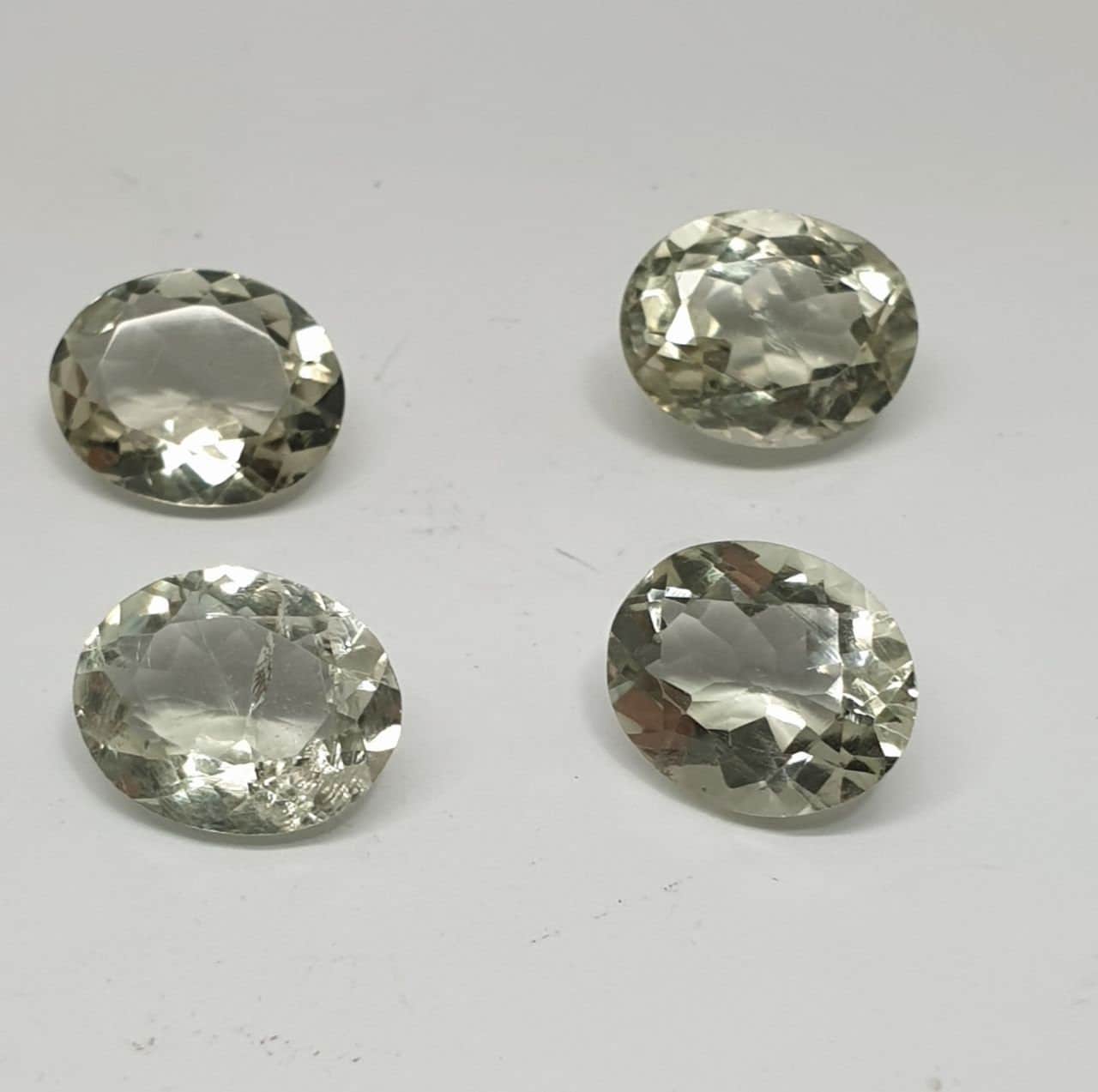 Lote de 4 piezas de prasiolita facetada ovalada de 11 x 9 mm (4 piezas) - Artículo 195LO