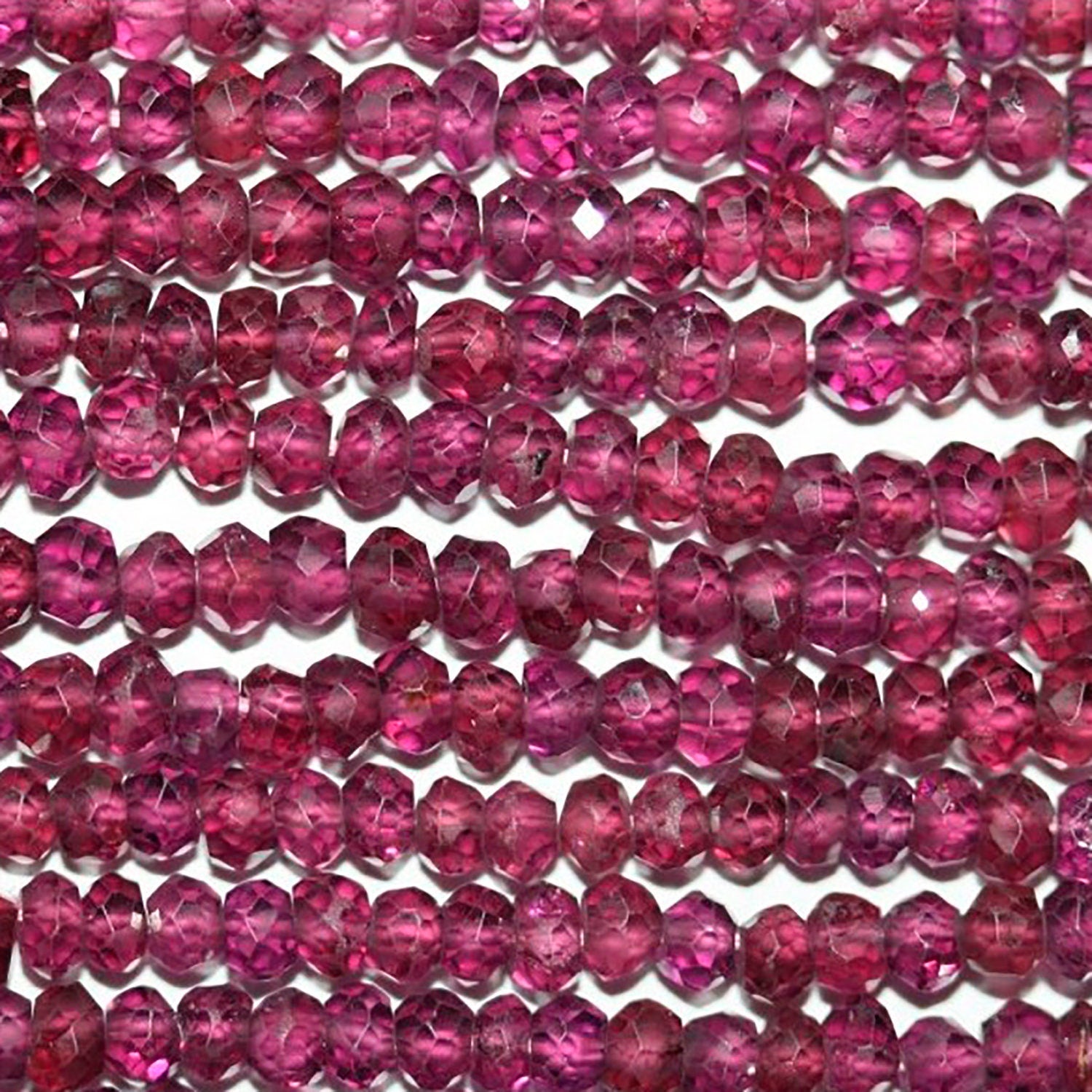 13" St Garnet Faceted Rondelle Beads 3x2mm.-Strand 33cm