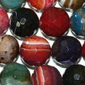 15" Perles rondes à facettes en agate multicolore, 20 mm - Fil de 39 cm