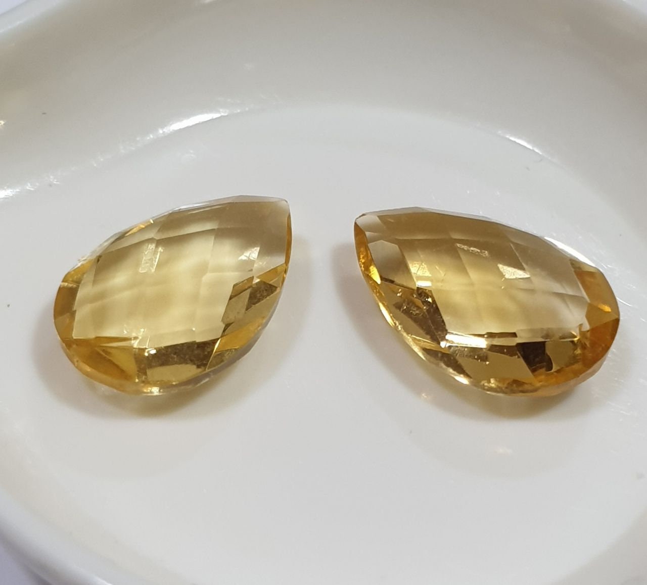 1 Pair Citrine Faceted Drop 12x8 mm Briolette Cut. 2 pcs- Wholesale Gems