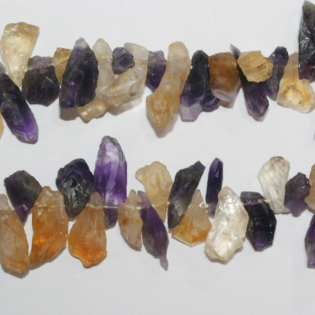 Cuentas de amatista y citrino sin pulir de 16" (15-30 mm) - Hilo de 40 cm