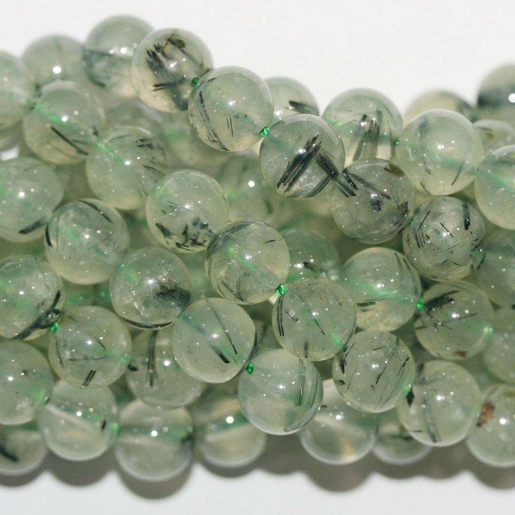 Perles rondes lisses en préhnite de 14 pouces (8 mm) - Fil de 38 cm