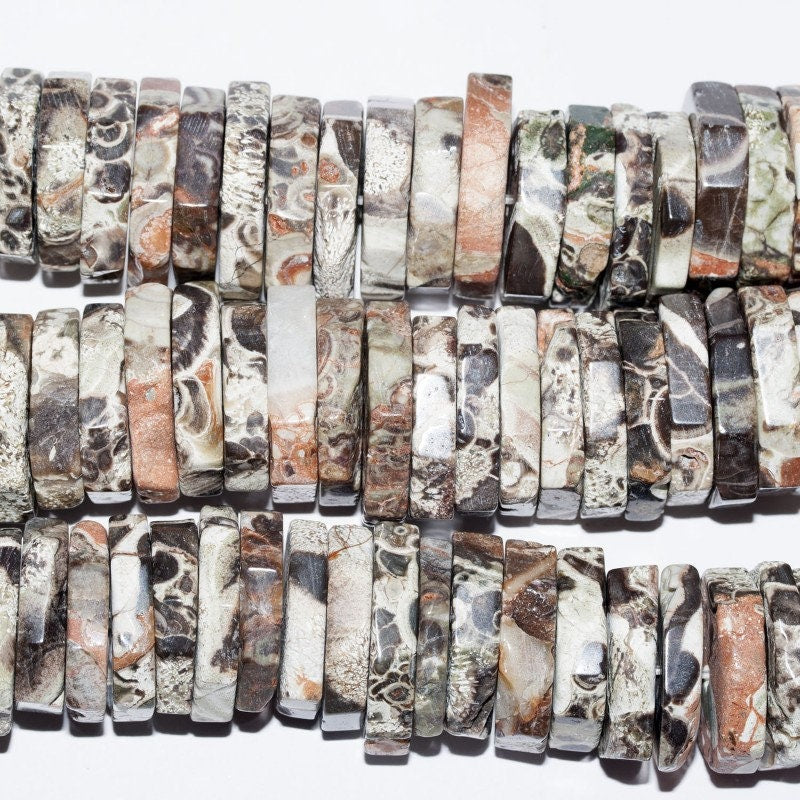 Cuentas redondas facetadas de ágata marrón de 16", 21 x 4 mm. Tira de 41 cm.