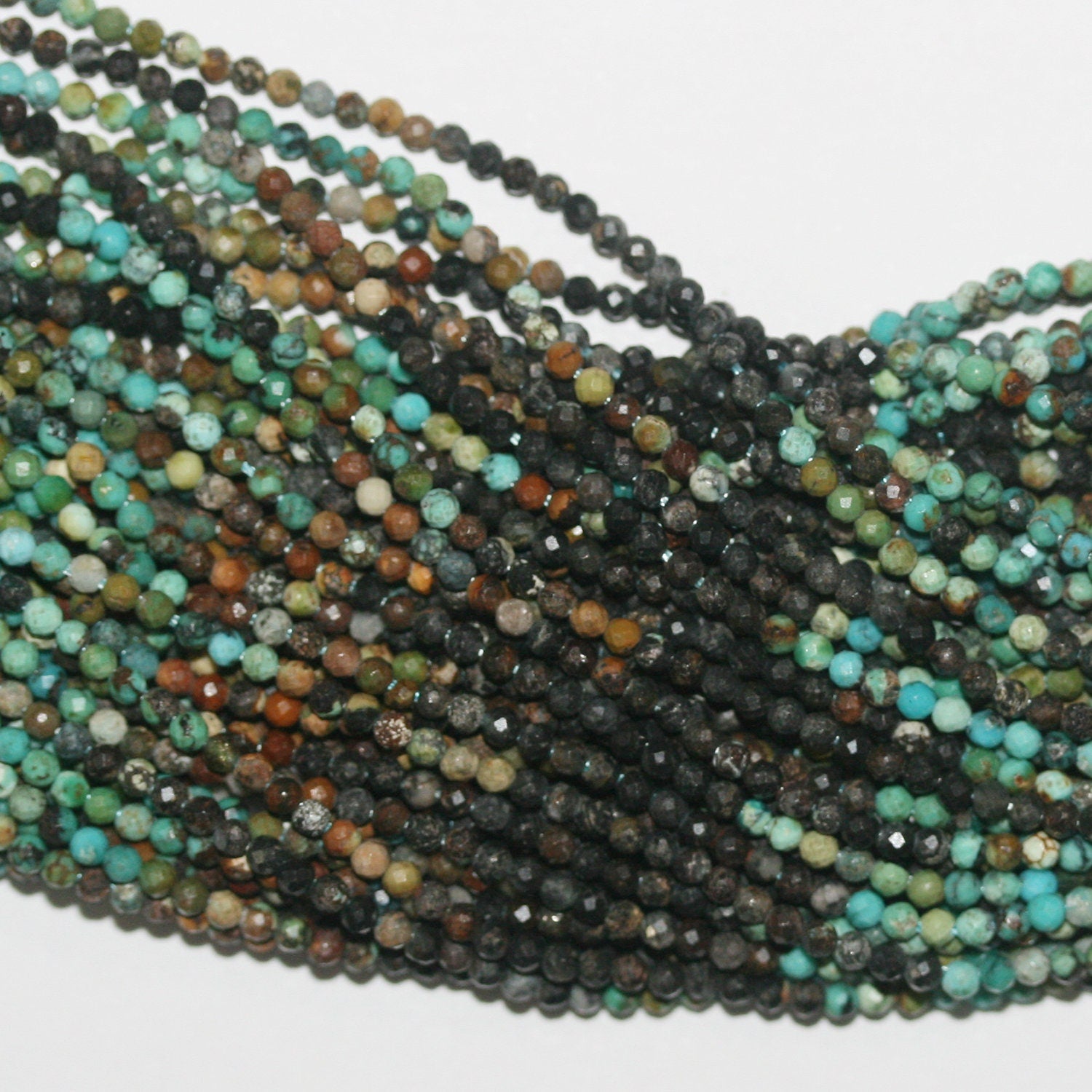 16" Santa Crysocolla Cuentas Redondas Facetadas 2mm.-Hilo 40cm.