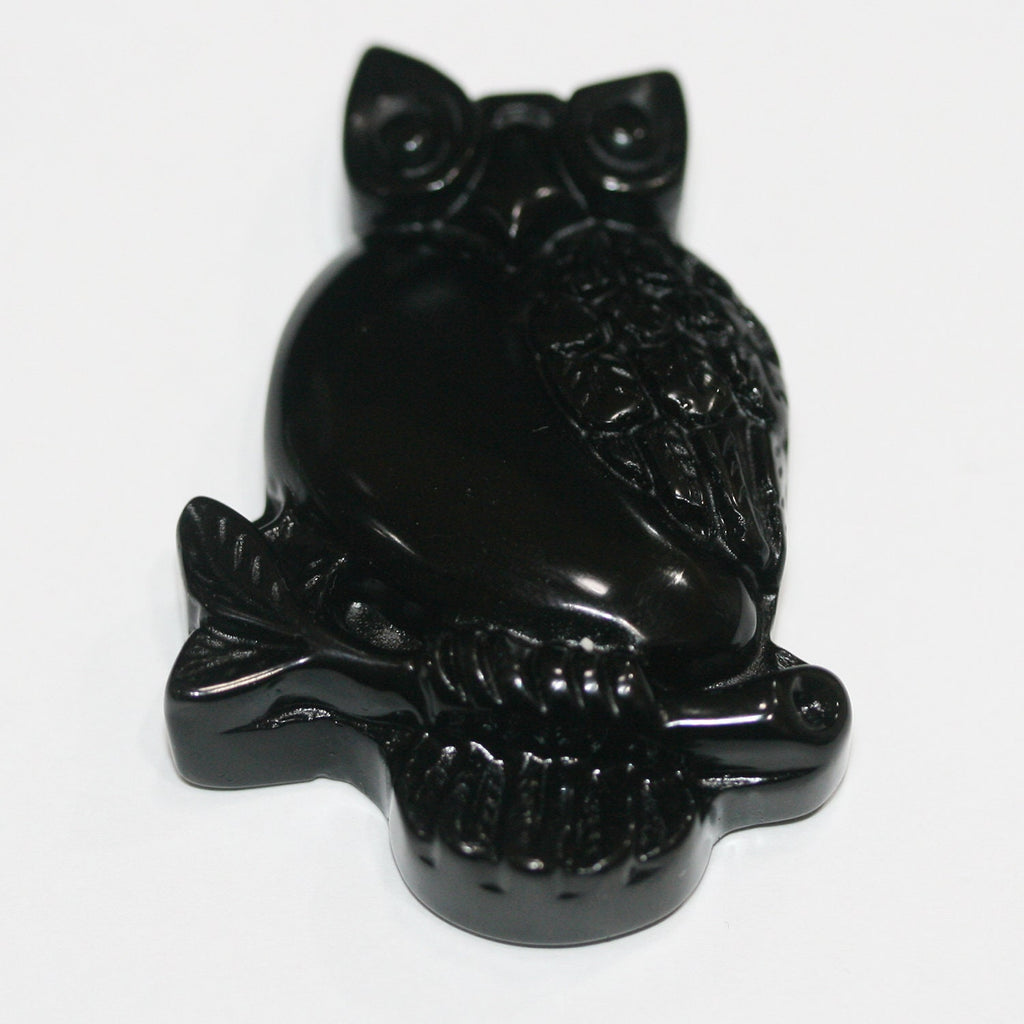 Pendentif hibou en obsidienne 50x34mm.
