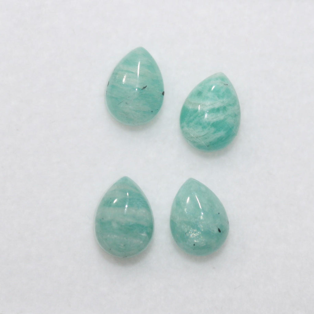 Lote de 4 cabujones de amazonita lisos de 8 x 6 mm. (4 piezas).
