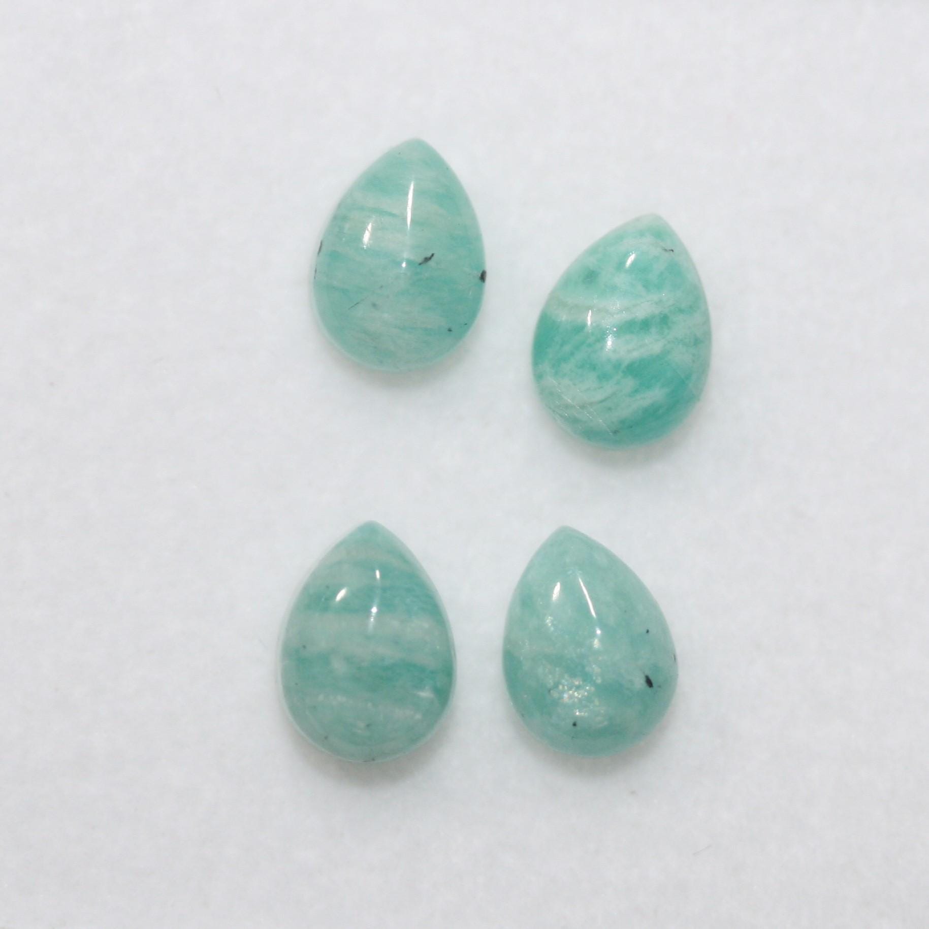 Lote de 4 cabujones de amazonita lisos de 8 x 6 mm. (4 piezas).