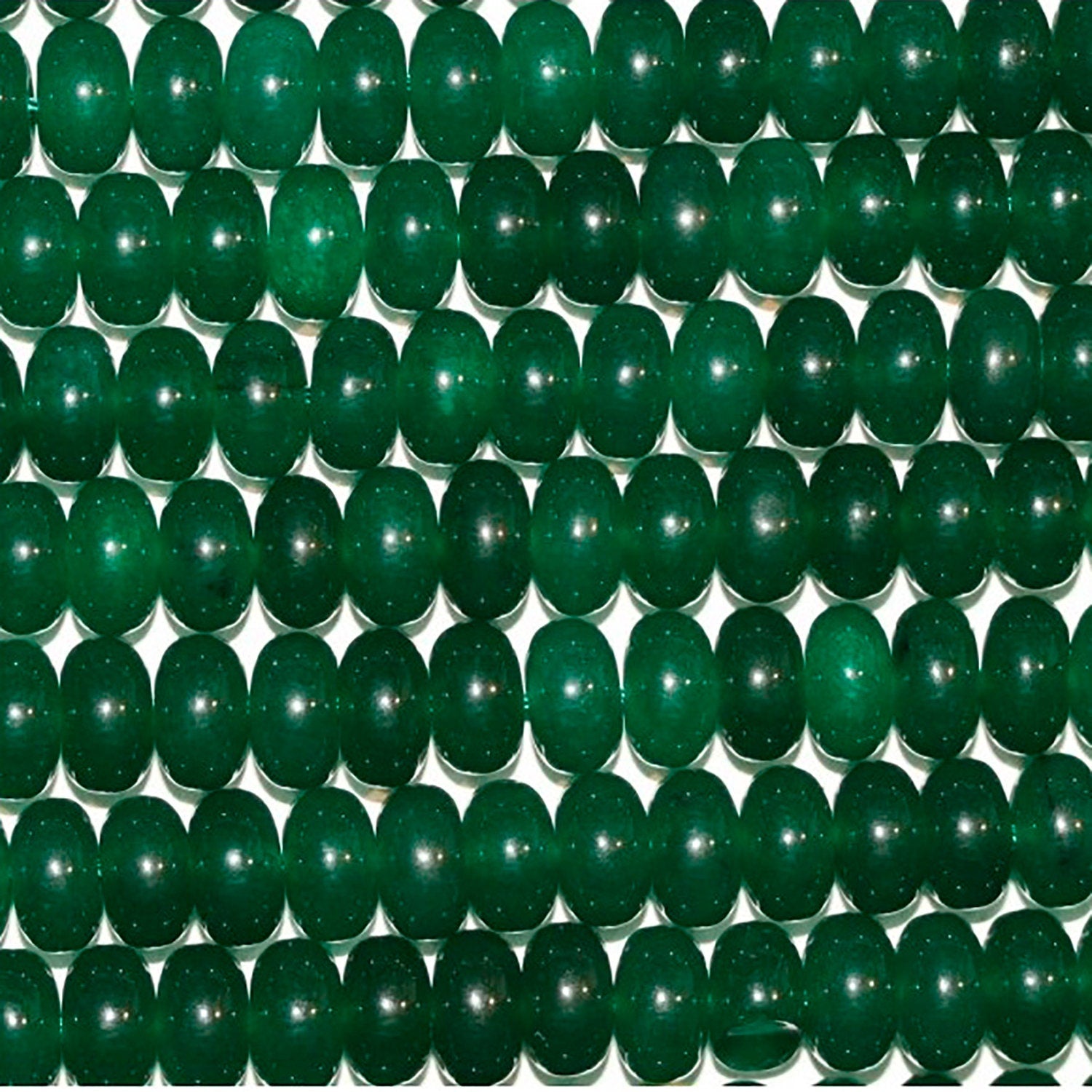 Perles rondelles lisses en jade vert St, 16 pouces (8 x 5 mm), longueur 40 cm.