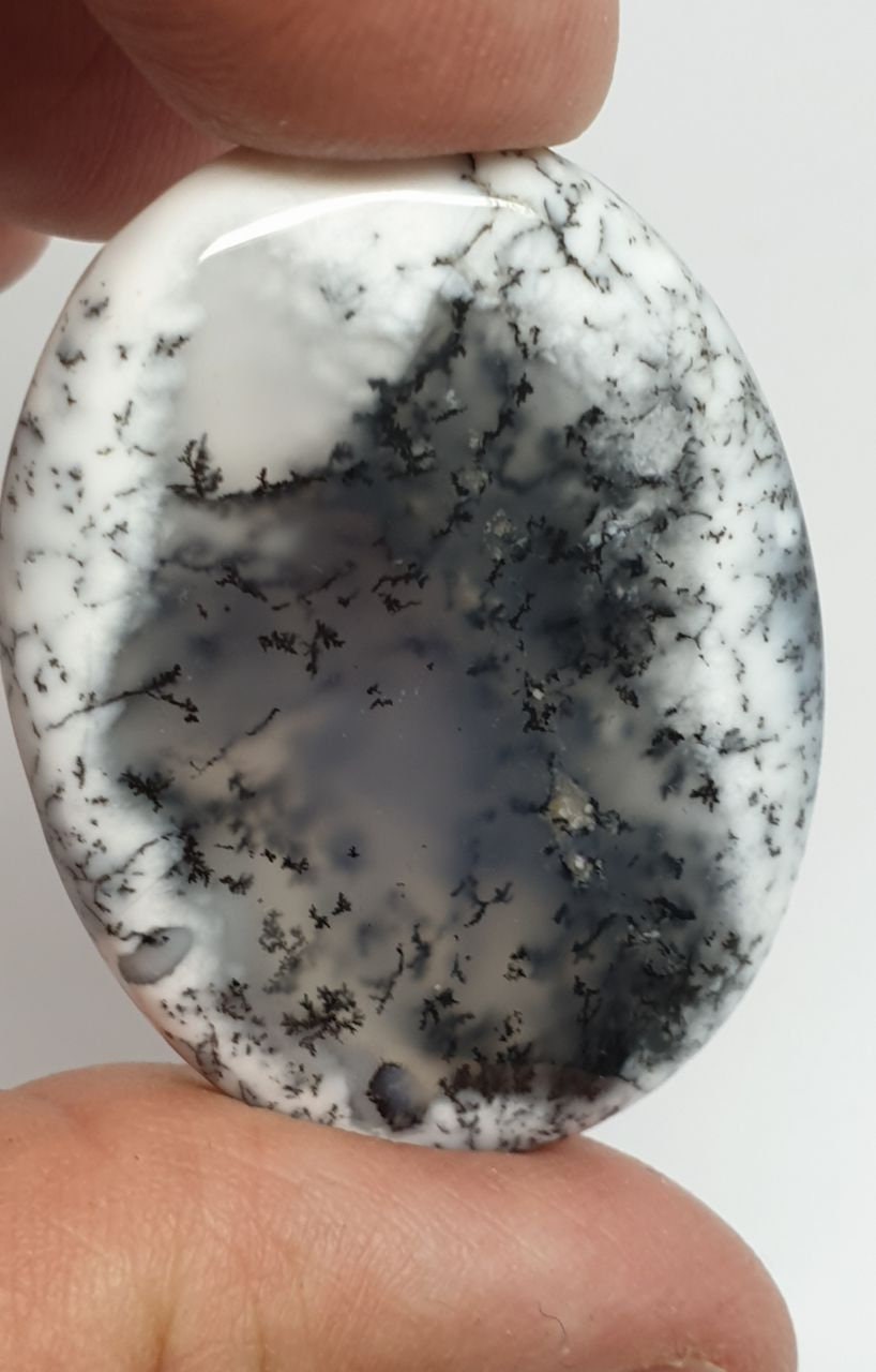 Big AAA Dendritic Opal Agate Oval  Cabochon 41.5x30.8mm 68ct- Natural Untreated Opal -  Natural Untreated Gemstone