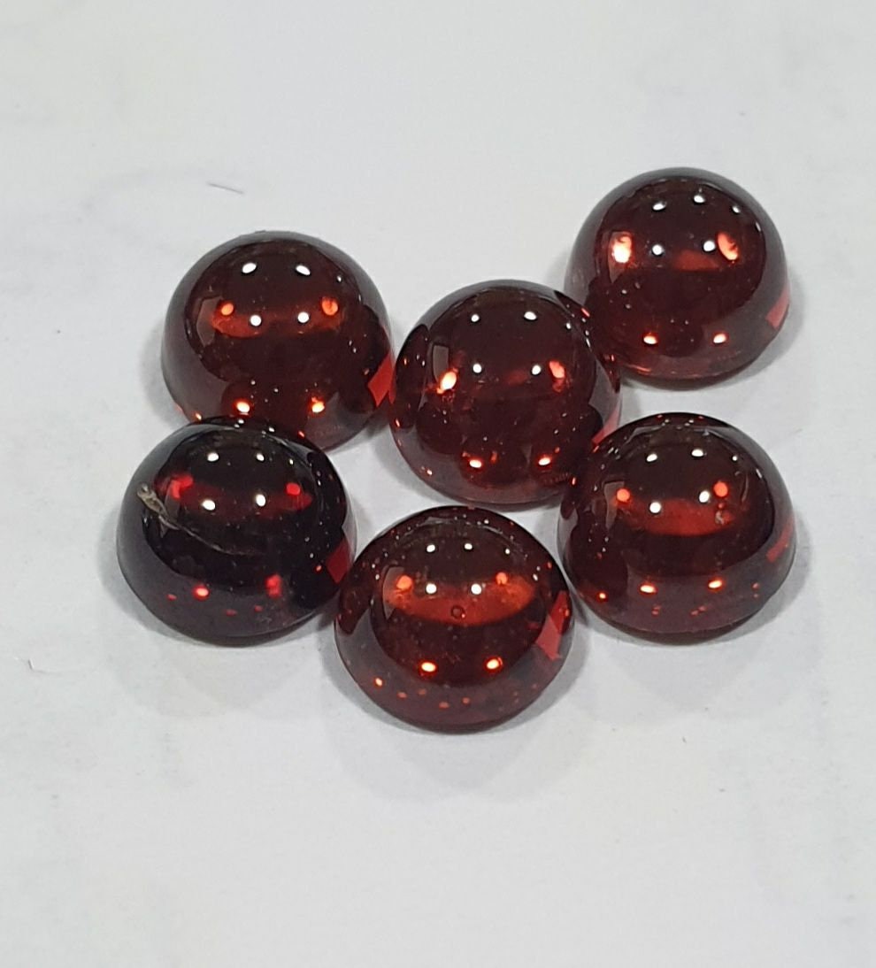 Lote de 6 cabujones redondos de granate rojo de 5 mm (6 unidades) - Paquetes de piedras preciosas - Piedras sueltas - Precio al por mayor
