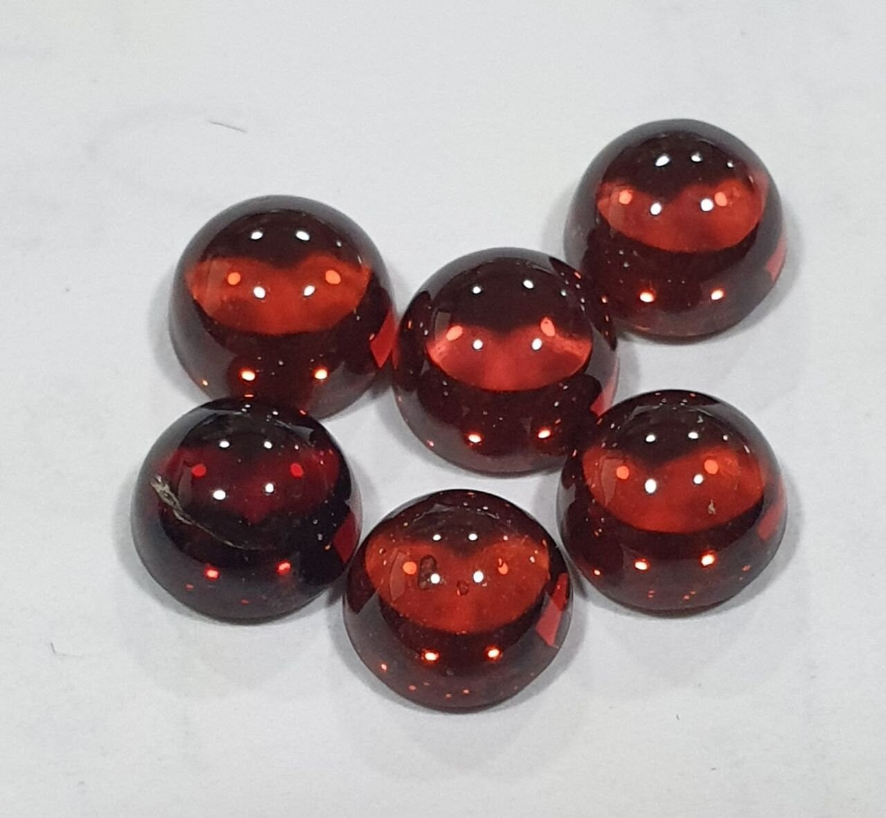 Lote de 6 cabujones redondos de granate rojo de 5 mm (6 unidades) - Paquetes de piedras preciosas - Piedras sueltas - Precio al por mayor