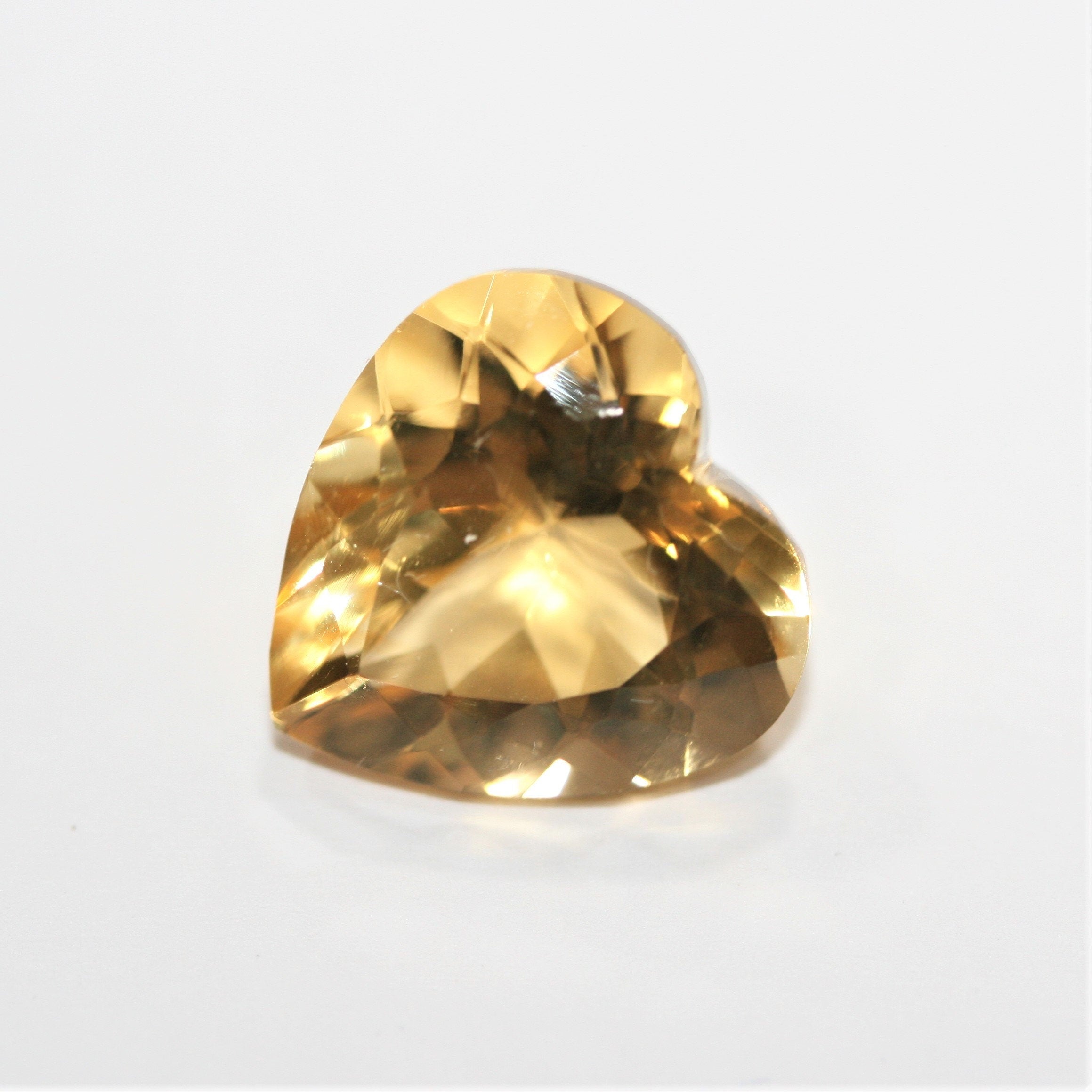 Corazón facetado de citrino de 13,5 mm (6,6 ct) - Único - Gemas al por mayor - Piedras naturales para joyería