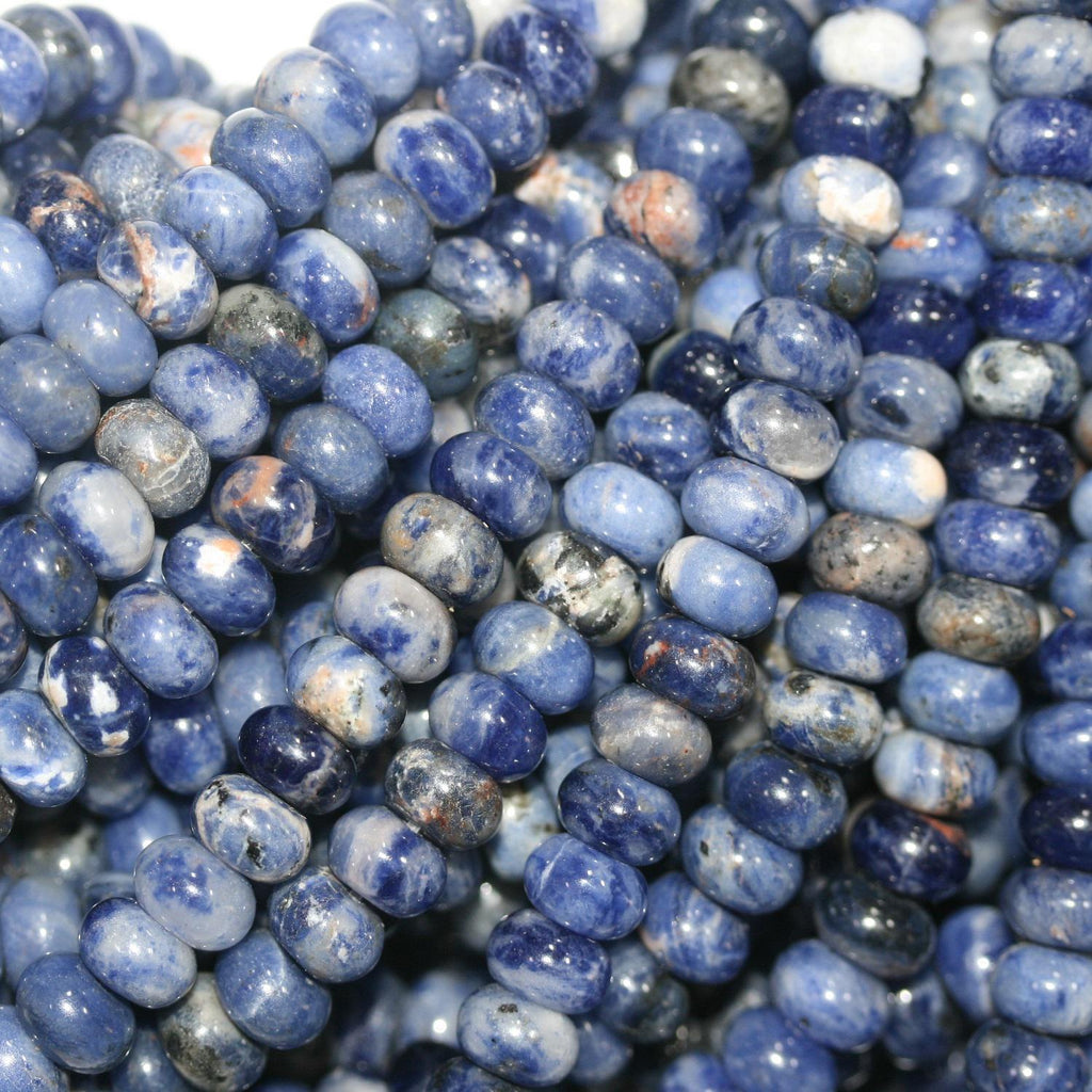 Perles rondelles lisses en sodalite St de 15 pouces (8 x 5 mm). Longueur approximative du fil : 39 cm.