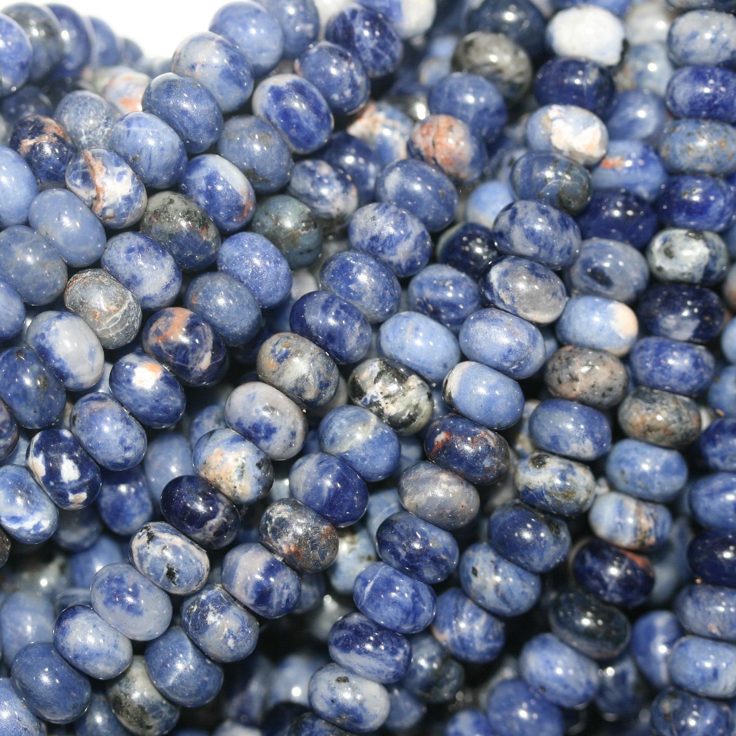 Perles rondelles lisses en sodalite St de 15 pouces (8 x 5 mm). Longueur approximative du fil : 39 cm.