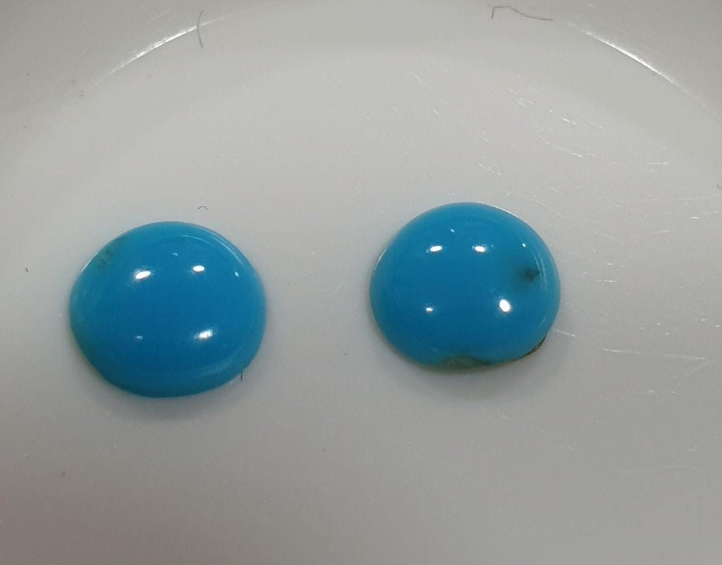 Natural Arizona Turquoise Pair Round Cabochon 6mm.-(2Pcs)