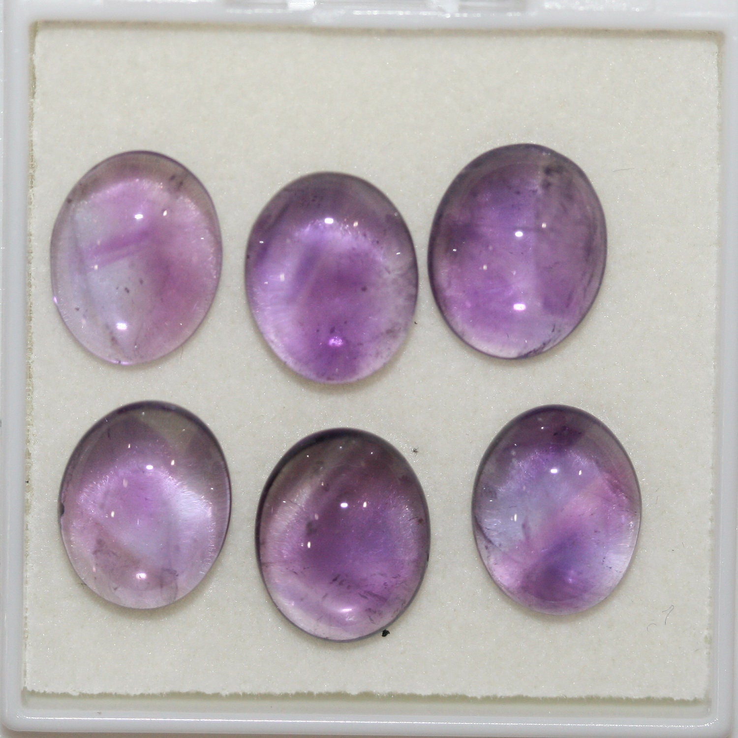 Lote de 6 cabujones ovalados de amatista de 11 x 9 mm (6 unidades)