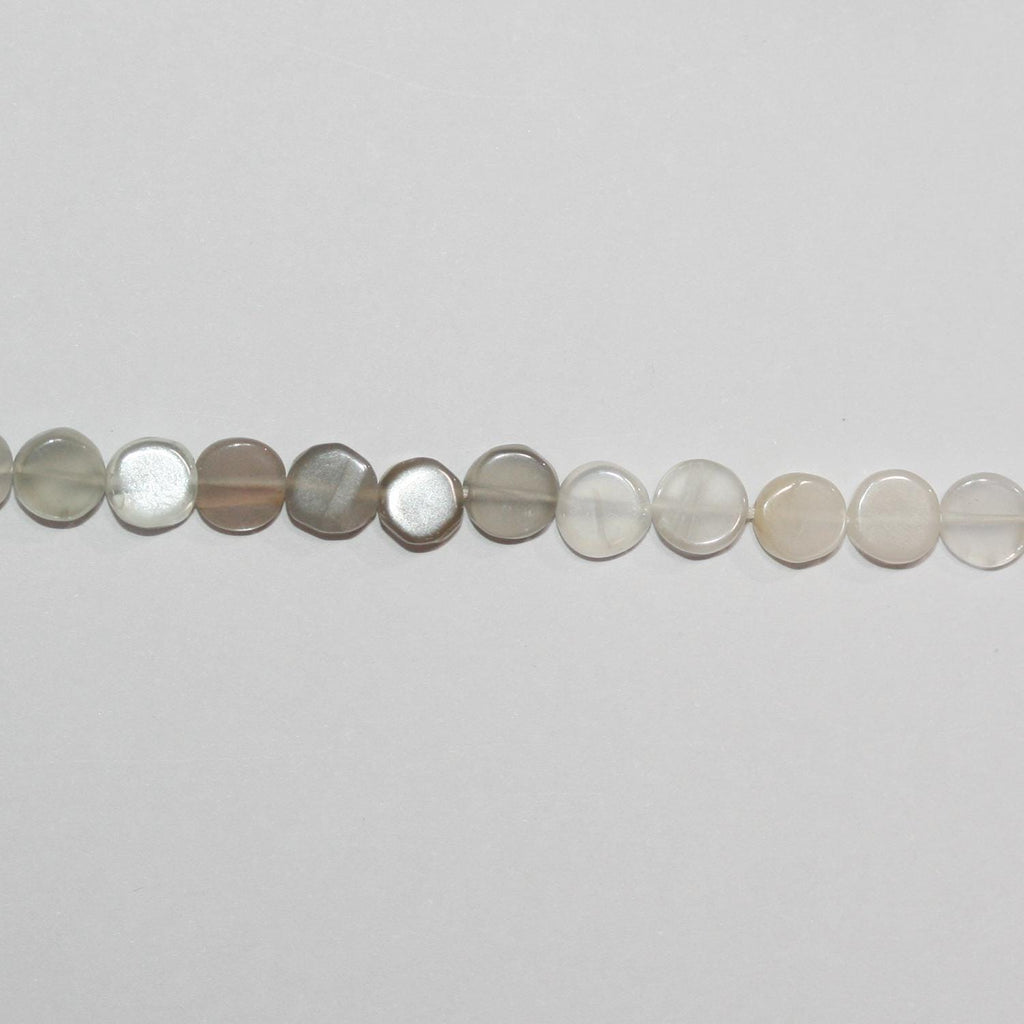 Perles rondes en pierre de lune multicolore lisse, 14 pouces (environ 38 cm), diamètre 6 mm. Longueur du fil : 38 cm.