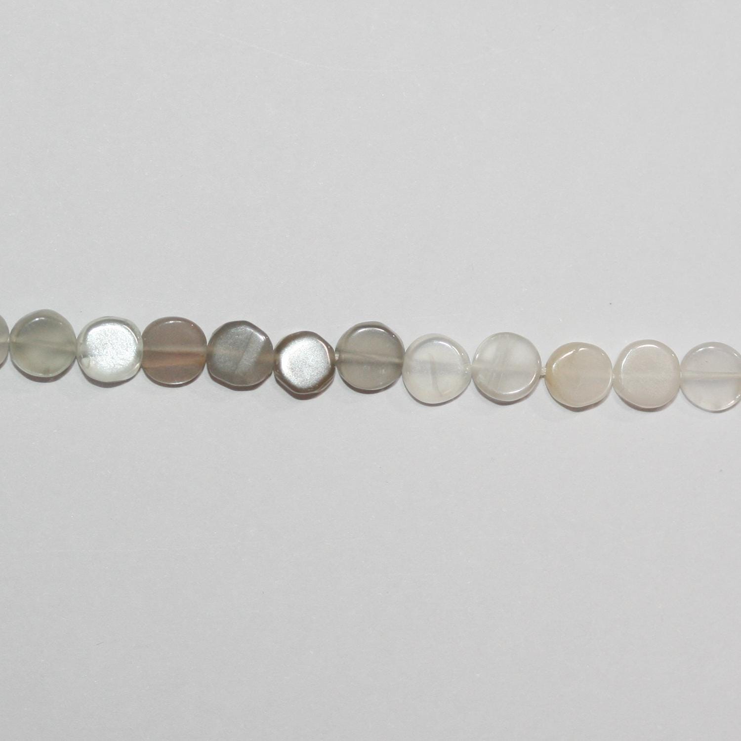 Perles rondes en pierre de lune multicolore lisse, 14 pouces (environ 38 cm), diamètre 6 mm. Longueur du fil : 38 cm.