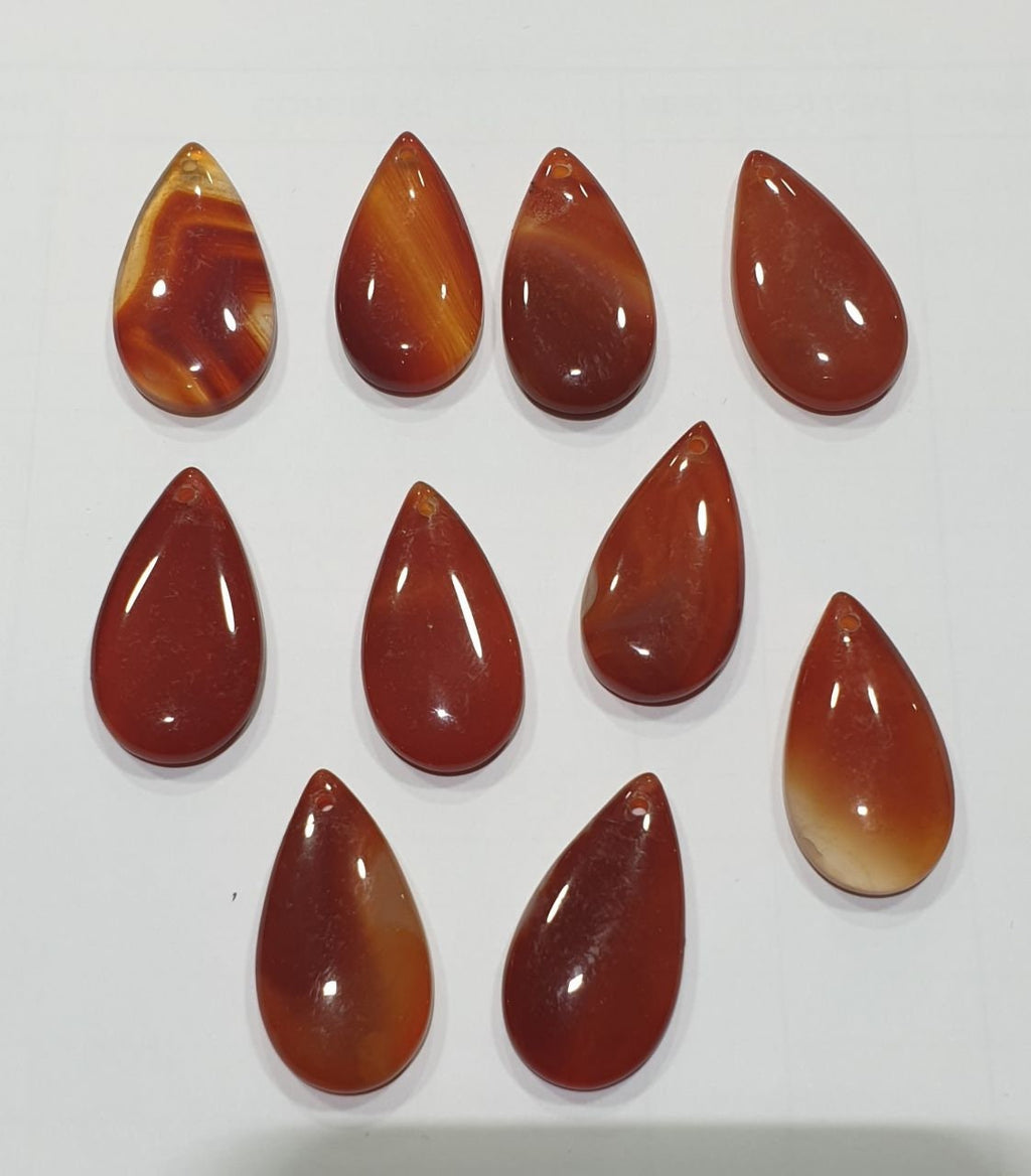 Colgante de cornalina natural (34 x 18 mm) y ágata roja