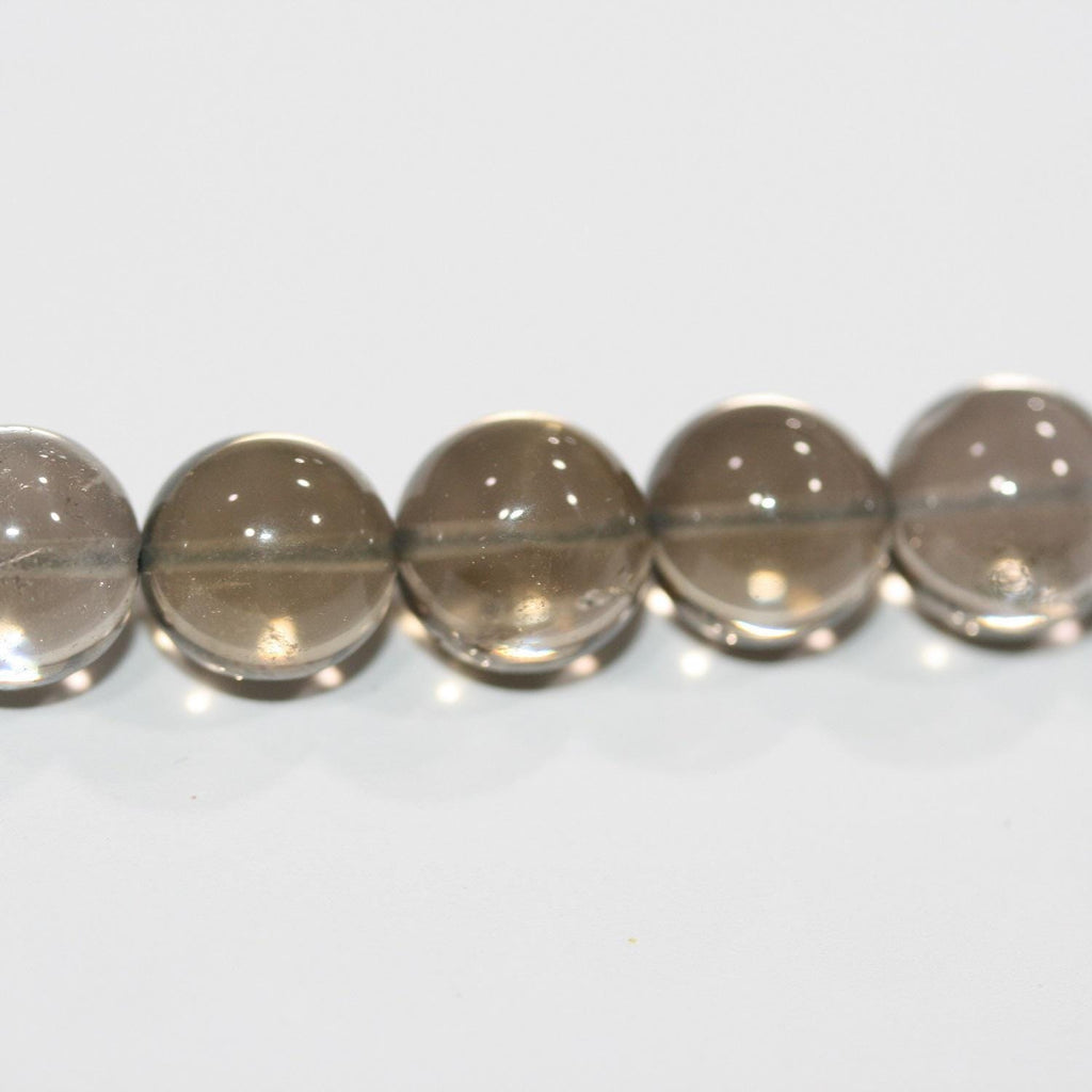 Cuentas redondas lisas de cuarzo ahumado de 40 cm (16"), 10-12 mm (aprox. - Hilo de 40 cm)