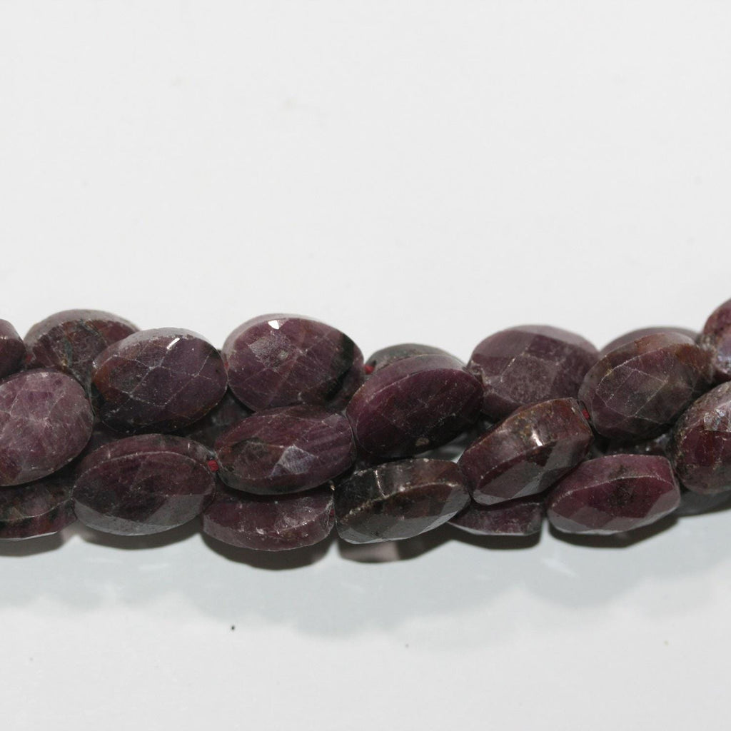 Cuentas de rubí ovaladas facetadas de 16" (14 x 10 mm) - Hilo de 40 cm - Artículo 14714