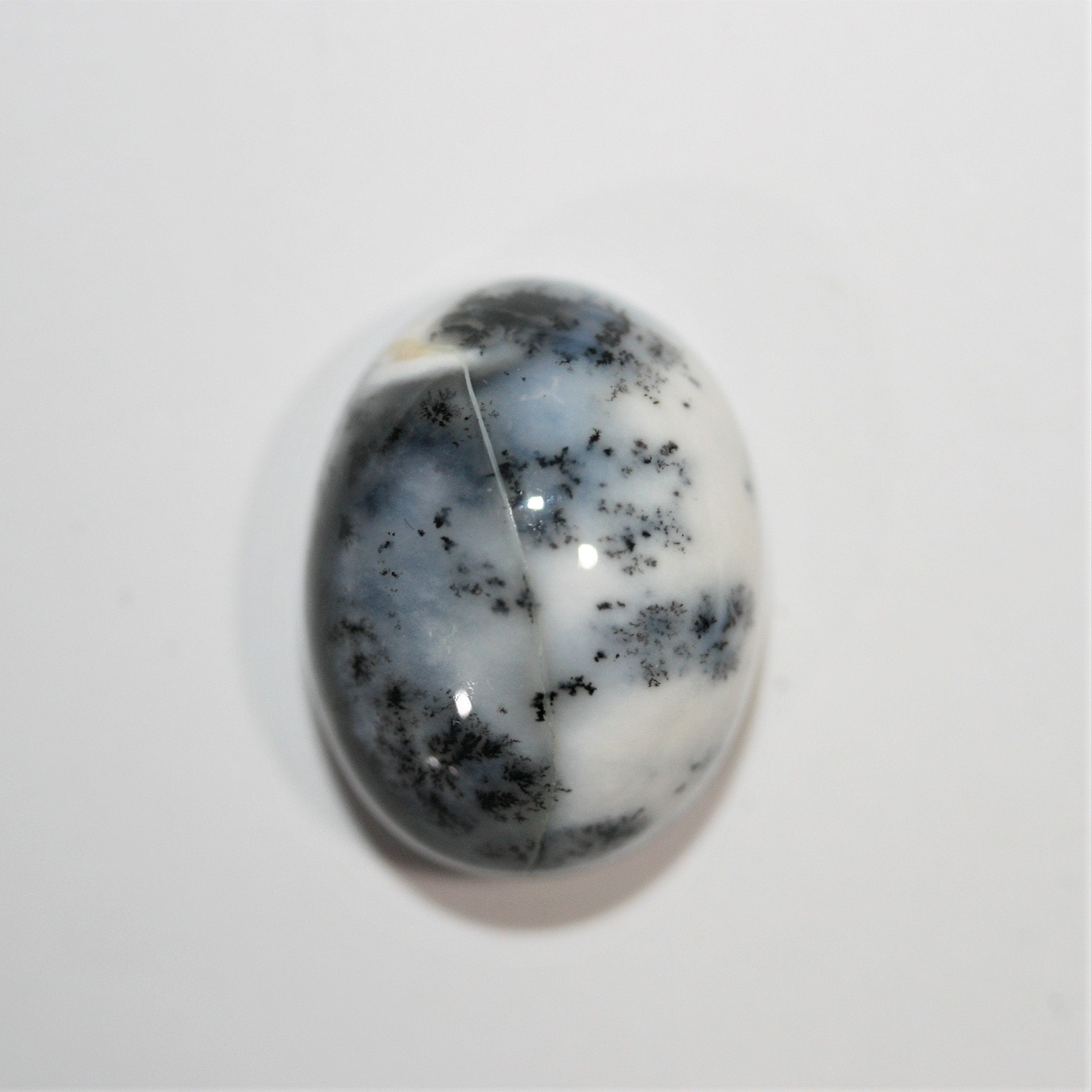 Dendritic Opal Smooth Oval Cabochon 19.8x15.3mm. (24.23ct.) - Natural Untreated Opal - Natural Untreated Gemstone