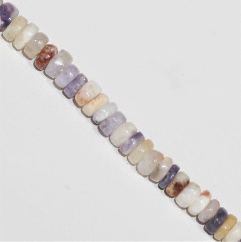 16" St Tiffany Purple White Opal Smooth Disk Beads 5x2mm.- Strand 40cm.