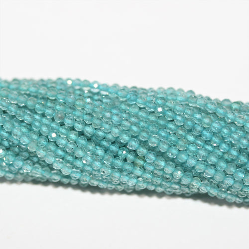 Perles rondes à facettes en apatite bleue St de 12 pouces, 2 mm - Fil de 32 cm.